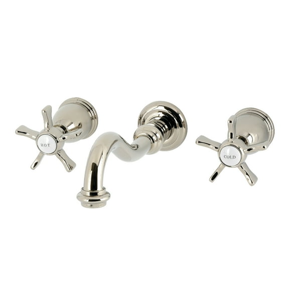 Kingston Brass KS3126NX Hamilton Double-Handle 3-Hole Wall Mount Bathroom Faucet in Polished Nickel