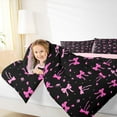 thumbnail image 3 of Feelyou Bowknot Bedding Comforter Set 7 Pieces, Black Pink Queen Bedding Sets, 3 of 7