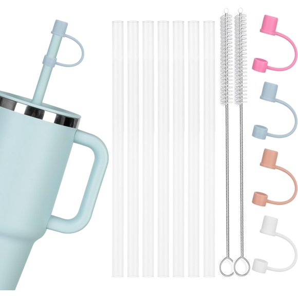 shiyou-7 PCS Straw compatible with Hydro Flask Tumbler 32oz, Dust Proof Straw Cover compatible with Hydro Flask Tumbler 32 oz & 40 oz, Straw compatible with Hydro Flask Press-in Straw Lid