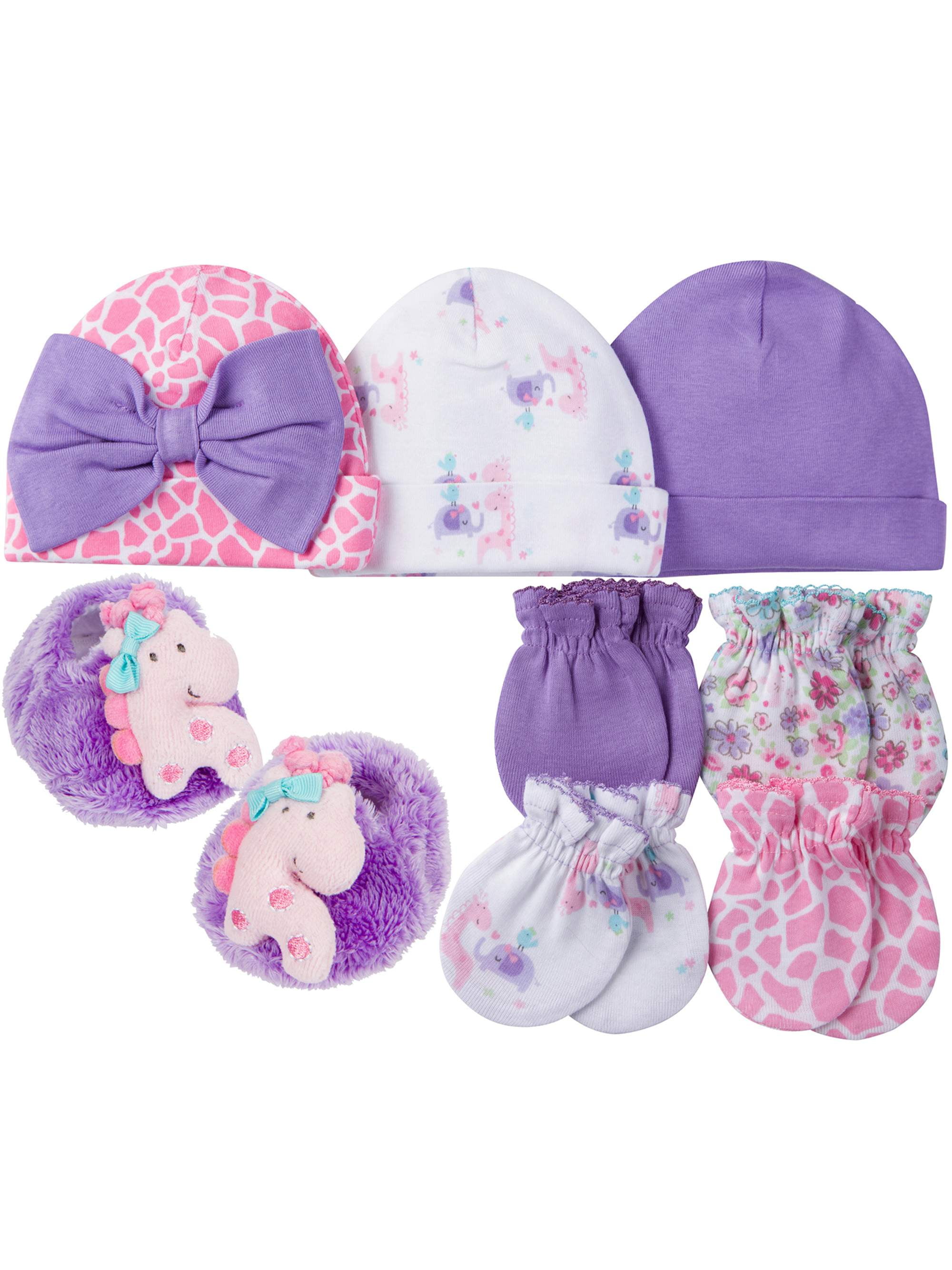 3 Piece Baby Boy Girl 100% Cotton Hat Mittens and Booties Set Hospital Gift Set 