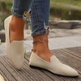 thumbnail image 3 of Rokment Womens Pointed Toe Dress Shoes for Ladies 2026 Spring Fall Knitted Solid Color Ballet Flat Low Heel Dressy Slip on Loafers Formal Walking Sneakers Beige Size 6.5, 3 of 5