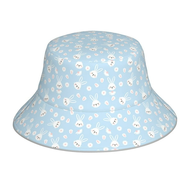 Fotbe Cute Bunny Sombrero Tipo Pescador con Estampado – Sombrero de Sol de Algodón de Moda para Playa, Golf, Pesca