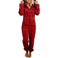 thumbnail image 1 of RXMEKW Combinaison à Capuche en Polaire Pyjama pour Femmes Manches Longues Tenue de Maison Fermeture Éclair devant Vert Armée Uni, 1 of 5