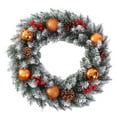 thumbnail image 3 of Corona navideña Corona navideña artificial Corona para puerta de entrada Bayas rojas Navidad Bronce, 3 of 9
