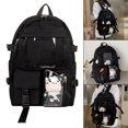 thumbnail image 4 of Mochila escolar de gran capacidad Yinane con bolsillos laterales informal para ordenador portátil Negro, 4 of 8