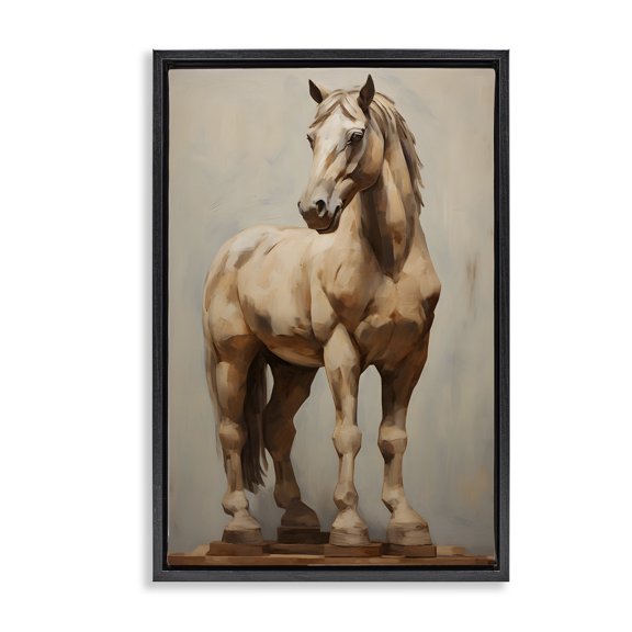 Stupell Industries Magnificent Mare Standing Animals & Insects Painting Black Floater Framed Canvas Art Print Wall Art, 17 x 25