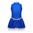 thumbnail image 2 of YEAHDOR Girls Halloween Carnival Party Fancy Dress Majorette Costume Cheers Uniform Shiny Sequins Sleeveless Dress A Royal Blue 10, 2 of 7