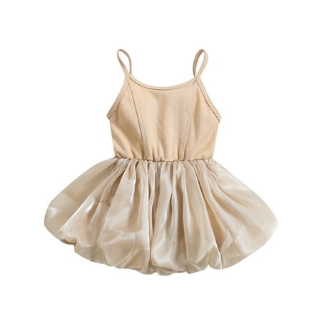 

aturustex 1-5 Years Toddler Girls Summer Casual Princess Sling Dress Sleeveless Pleated Hem Patchwork Dress