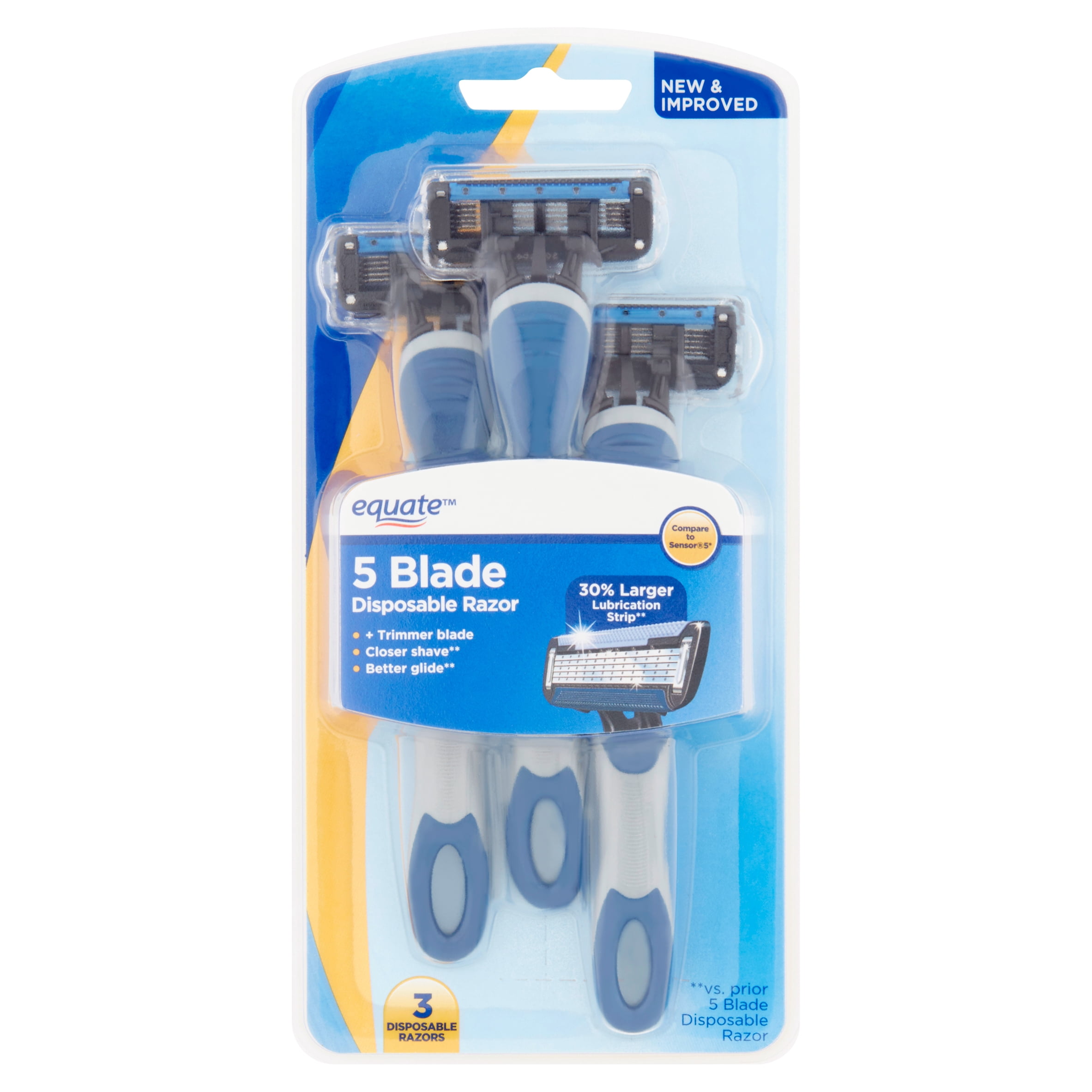 Equate 5 Blade Disposable Razors, 3 Count