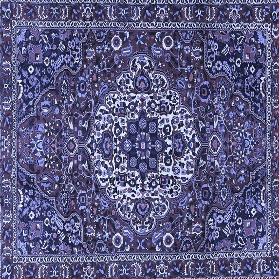Ahgly Company Machine Washable Indoor Square Persian Blue Traditional Area Rugs, 4' Square