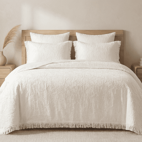 Madison Park Queen Size 3PCS Bedspread Set White,Bed in a Bag,All Season Bed Set,Cozy and Lightweight