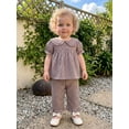 thumbnail image 6 of Lairauiy Baby Toddler Girls Pants Clothes Set 6 12 18 24 Months 2T 3T 4T Short Puff Sleeve Doll Collar Plaid Tops Pants Summer Outfits, 6 of 9