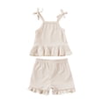 thumbnail image 5 of Godom Girls Outfit Summer Clothing Set Ruffle Tank Tops Shorts Cute Outfits to Big Kid Sizes, 5 of 7