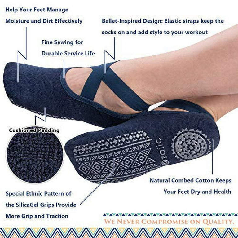 Ozaiic Yoga Socks for Women Non-Slip Grips & Straps, Palestine