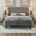 thumbnail image 2 of Modern Velvet Storage Ottoman Bench, End of Bed Bench with Metal Base, Button Tufted Upholstered Footstool for Entryway, Living Room, Bedroom, Grey, 2 of 9