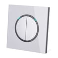 thumbnail image 3 of 2 Gang 1 Way Random Click Push On / Off Wall Light Switch With LED Indicator Tempered Crystal Glass Panel 16A Grey ,Trusted and Reliable, 3 of 4
