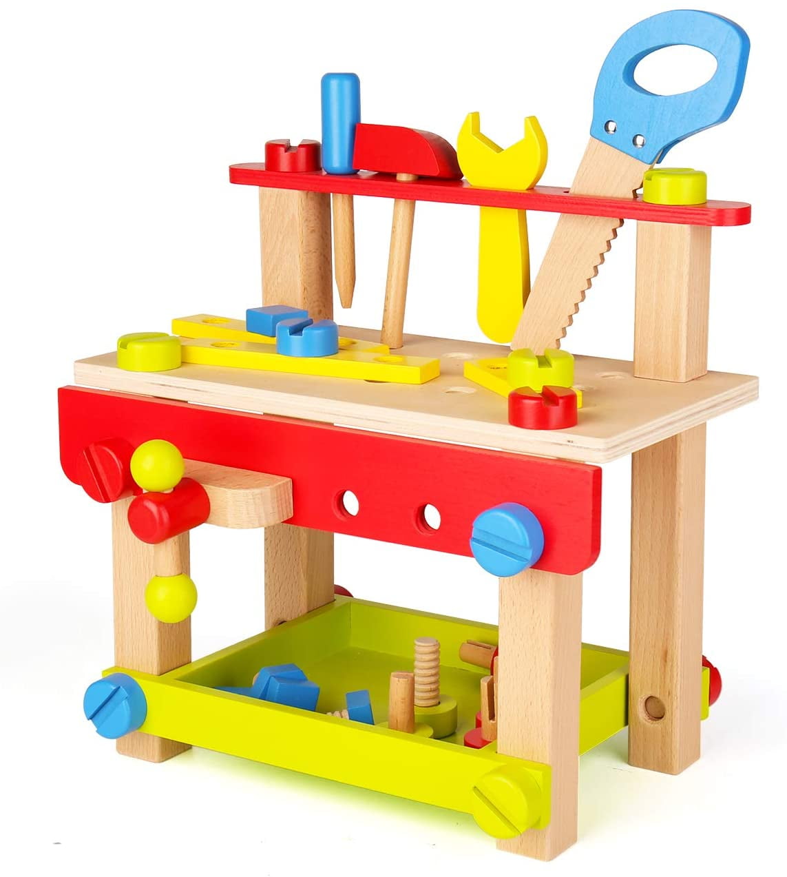 Wooden Construction Tools Play Set Preschool Toys for Young Children Boys 