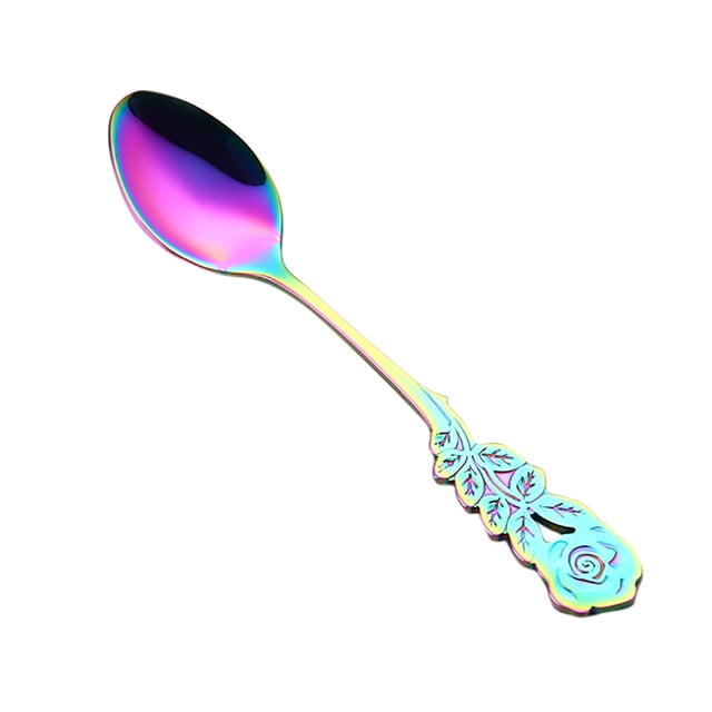 Stainless Steel Flatware Stainless Steel Flower Spoon Coffee Tea Spork Flatware Dessert Salad Tool