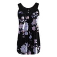 thumbnail image 2 of Gibobby Mujeres verano casual simple cuello redondo sin mangas patrón flor chaleco top(Negro,XG), 2 of 4