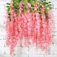 thumbnail image 2 of Promotion!24 piezas de flores colgantes de glicina,guirnalda de flores artificiales para decoración de bodas,3,7 pies,vid floral,flores de seda,arco de boda,fiesta,hogar al aire libre, 2 of 5