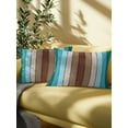 thumbnail image 5 of Outdoor Throw Pillow Set of 2, Aqua Teal Waterproof Pillow with Insert Included, Farmhouse Wood Grain Vintage Brown Striped Decorative Accent Cushion Lumbar Pillows for Patio Porch, 12 x 20 In, 5 of 8