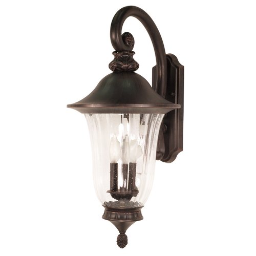 3 Light - 27 in. Wall Lantern - Arm Down Fluted Seed Glass - image 1 of 3