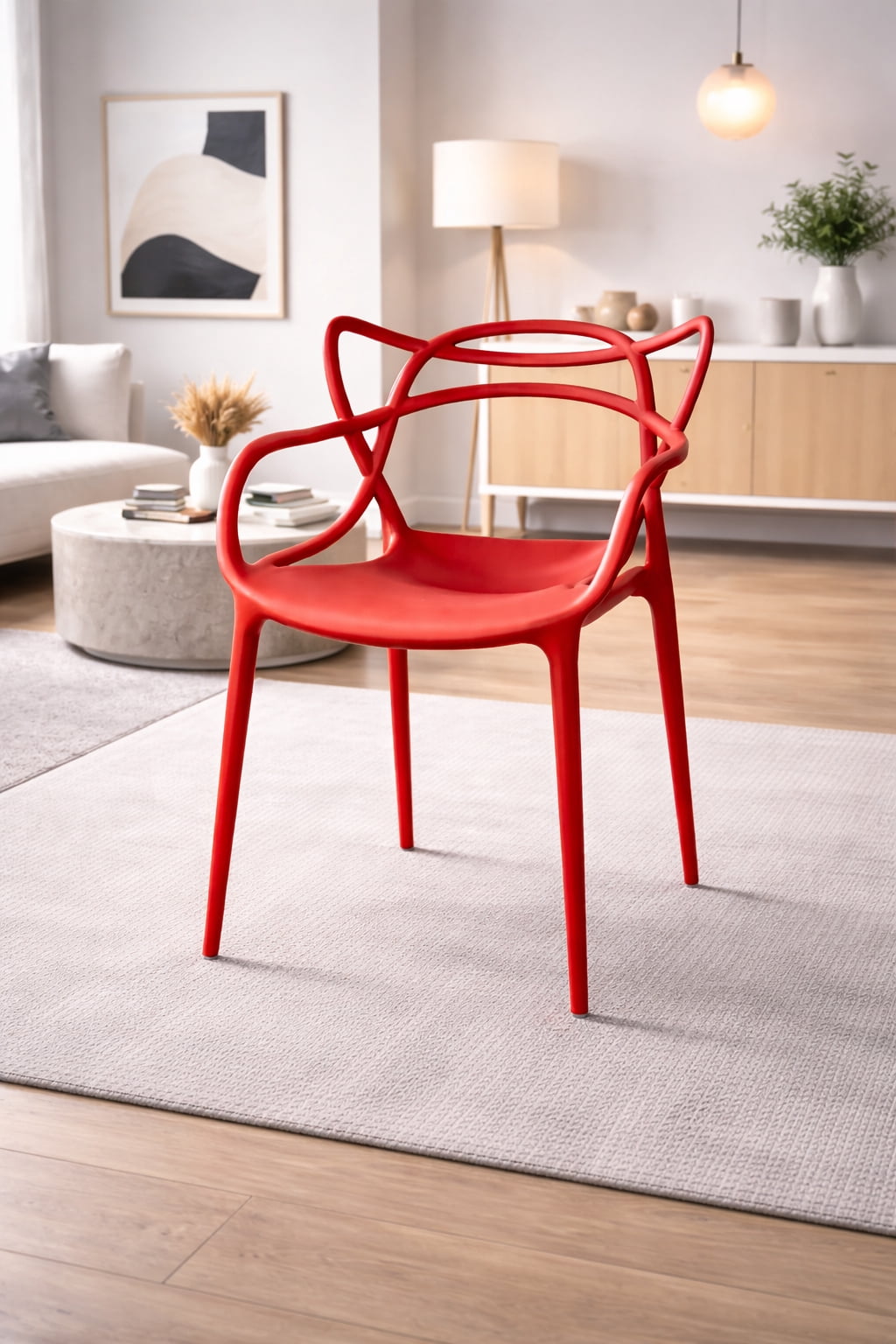 2xhome Set of 2 Modern Contemporary Designer Dining Chairs Molded Plastic Indoor Outdoor Patio Elbow Chairs, Red