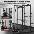 thumbnail image 2 of MITONOS Power Cage, 2000LBS Squat Rack with LAT Pulldown,Power Rack Strength Training Machine, Weight Lifting Equipment with More Attachments,Weight Bench,Olympic Barbell Weight Set for Home Gym,BK, 2 of 9