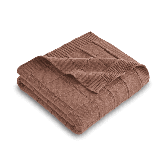 Mainstays Windowpane Oversized Couch Throw Blanket, Warm Brownie, 50 x 72 in