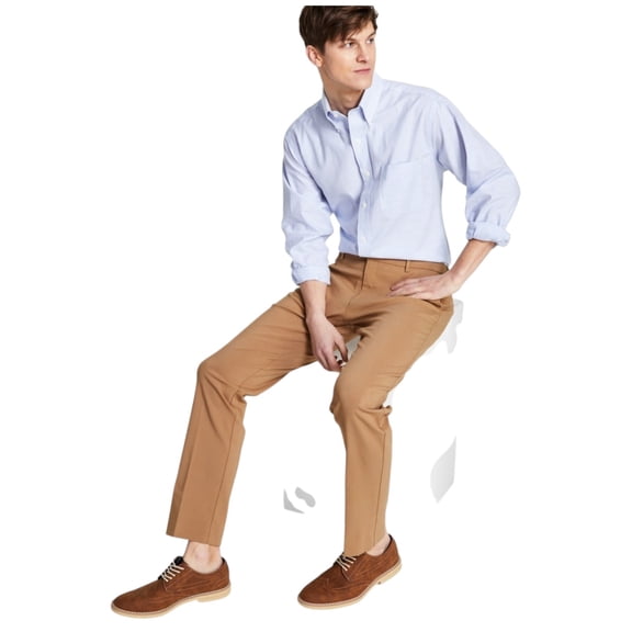 Tommy Hilfiger Mens Modern fit Dress Pants 31 / 34 Beige Solid Stretch