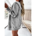 thumbnail image 4 of Women Casual Full Zip Up Plush Hoodie Solid Sweatshirt Long Sleeve Jacket with Pockets, 4 of 5