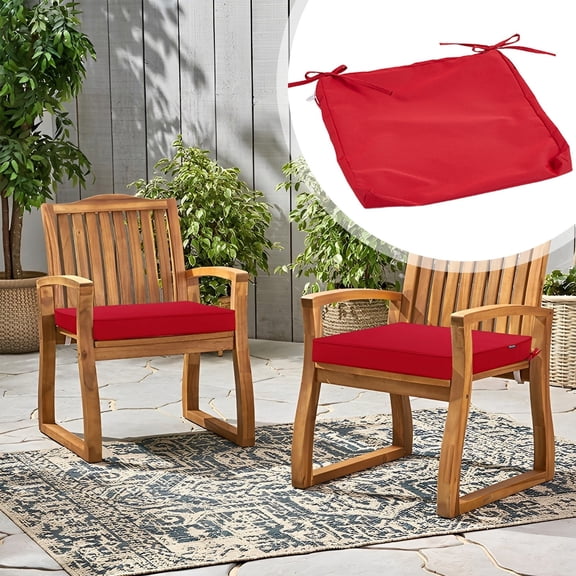 1PC Outdoor Cushion Covers- Waterproof Oxford with Zipper and Ties Washable Fade Resistant Replacement Slipcovers for Indoor Garden Patio Furniture Rattan Chair Lounge Seat(Red,17.72X17.71)