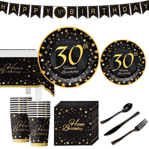Exclusivo para vajilla de fiesta para todos los años 21,30,40,50,60,70 plato de decoración de cumpleaños mantel de taza