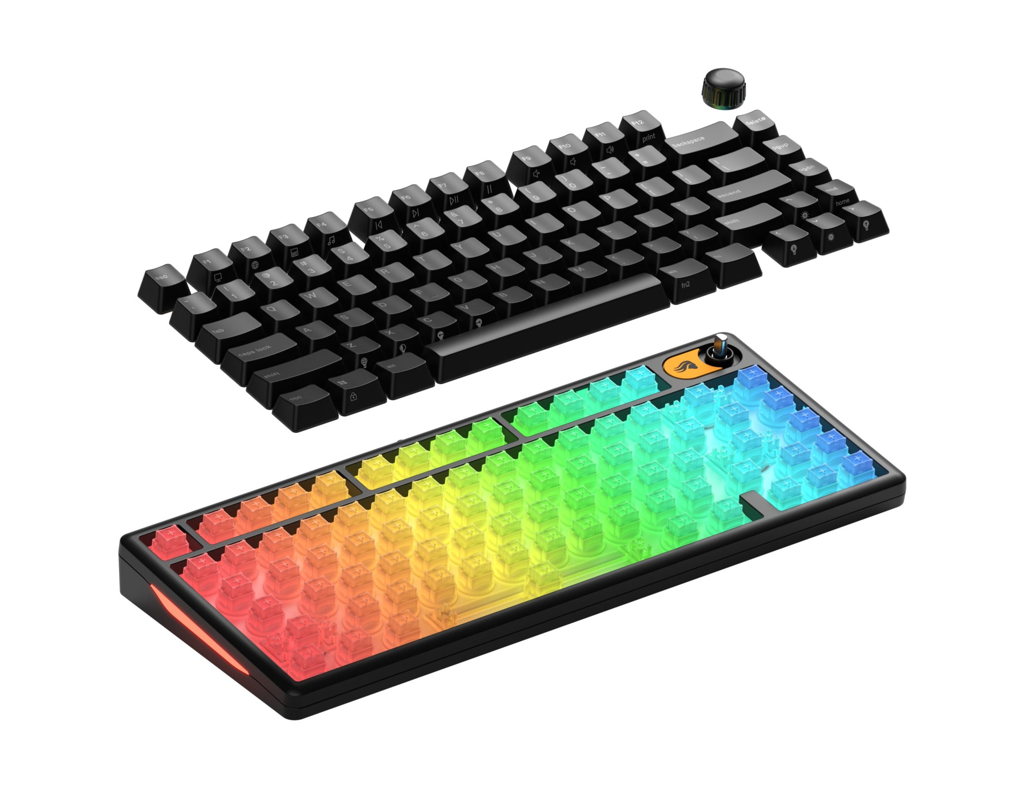 Glorious Gaming Keyboard GMBK 75% - Swappable MX-Compatible Keycaps, Detachable USB Cable - IP57 Waterproof and Dust Resistant - 10-Zone RGB Lighting - Quiet Gaming Switches - 12.6" x 5.4" x 1.6"