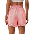 thumbnail image 2 of Stephy Striped High Waisted Casual Shorts for Women's Summer New Hot Pants Versatile Wide Leg Pants, Red, L, 2 of 7