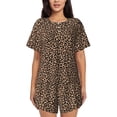 thumbnail image 1 of Balery Brown Leopard Conjunto de Pijama para Mujer con Estampado, Dos Piezas de Manga Corta y Shorts, Ropa de Dormir Suave con Cuello Redondo y Bolsillos-Medium, 1 of 6