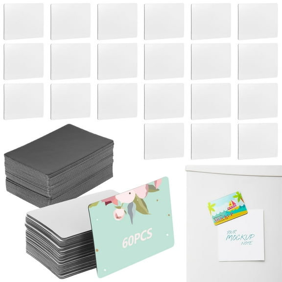 60 PCS Sublimation Adhesive Blanks for Fridge,Customizable Rectangles for Heat Transfer Printing,Ideal for Home and Office Decorations,Black
