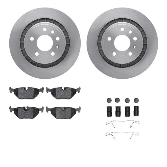 Dynamic Friction Company Rear Brake Rotors with 5000 Euro Ceramic Brake Pads includes Hardware 6612-65037