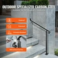 thumbnail image 4 of Outdoor Handrail for 2-3 Steps, Wrought Iron Stair Railing with Wall/Floor Mounting Kit (Black), 4 of 7