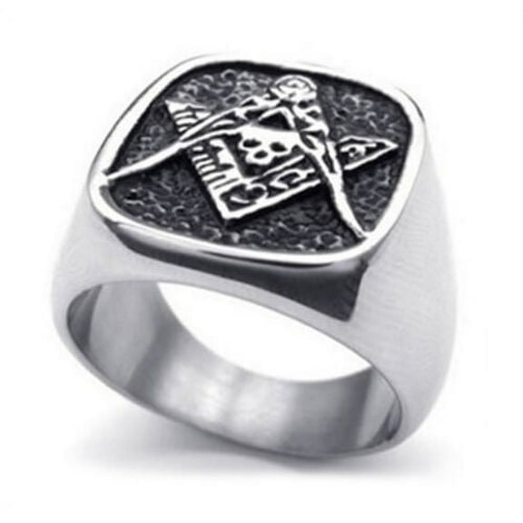 Masonic Rings - Freemason Ring - Masonic Skull Emblem w/ Square and Compass