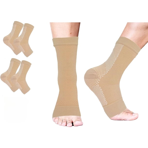 2 pares de calcetines para neuropatía, calcetines de compresión para aliviar el dolor de neuropatía en mujeres y hombres, calcetines de compresión Comprex para fascitis plantar y tobillo.