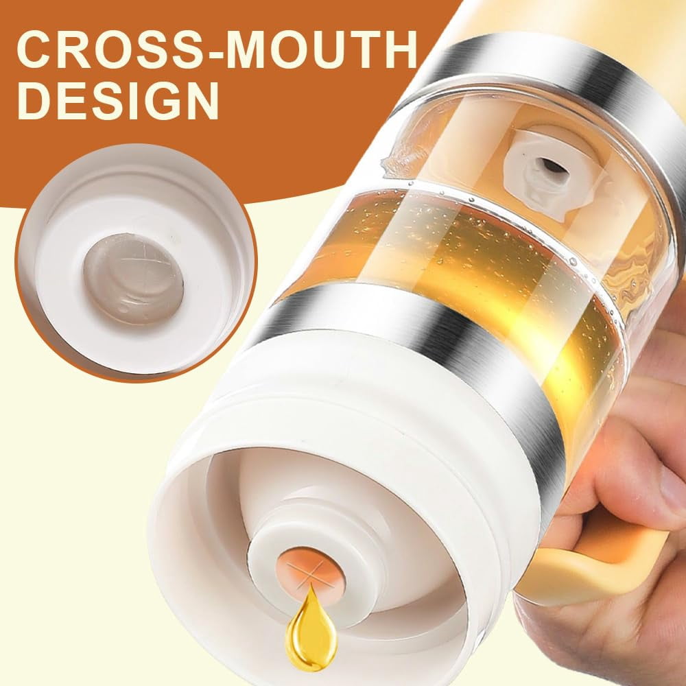 No-Drip Honey Dispenser,Honey Dispenser No Drip with Base, Maple Syrup Dispenser, 9 OZ Honey Jar with Handle, Syrup Dispenser for Coffee, Tea