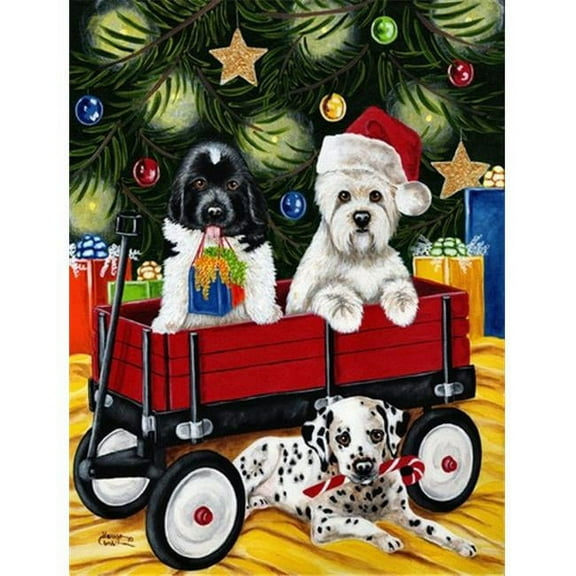 Christmas Westie, Newfoundland, Dalmatian Flag Canvas House Size