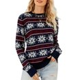 thumbnail image 3 of Yesfashion Women's Christmas Snowflake Knitted Sweater Long Sleeve Crew Neck Print Pullover Knitwear, 3 of 8