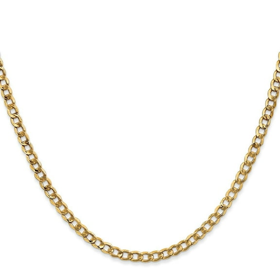 Auriga Fine Jewelry 10K Yellow Gold 3.35 mm Semi-Solid Curb Link Chain Necklace for Women 16"
