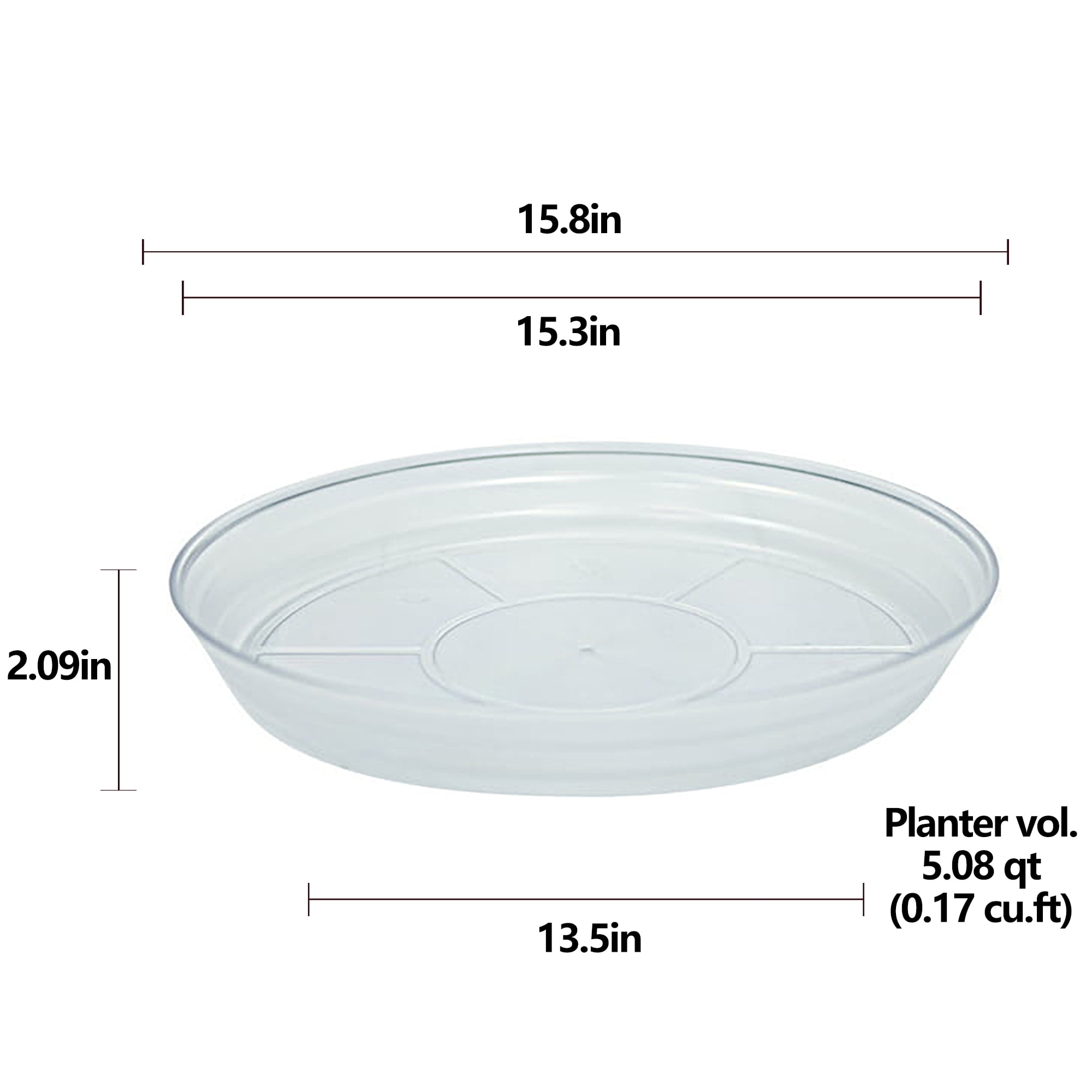 Better Homes & Gardens Vinyl Translucent Round Resin Saucer, 16-inch, Indoor & Outdoor Use