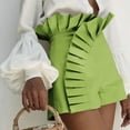thumbnail image 4 of up to 60% off Gifts Usmixi Summer Shorts for Women Cute Ruffler Trim High Waist Solid Short Pants Plus Size Lightweight Comfy Straight Shorts Green XL, 4 of 7
