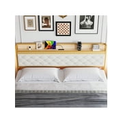 White King size bed King Size Bed Frame, Platform Bed Frame With RGB LED Lights And 2 Storage Drawers Headboard, Upholstered Bed Frame With USB Ports & Outlets And Storage Headboard, Noise Free, Whi