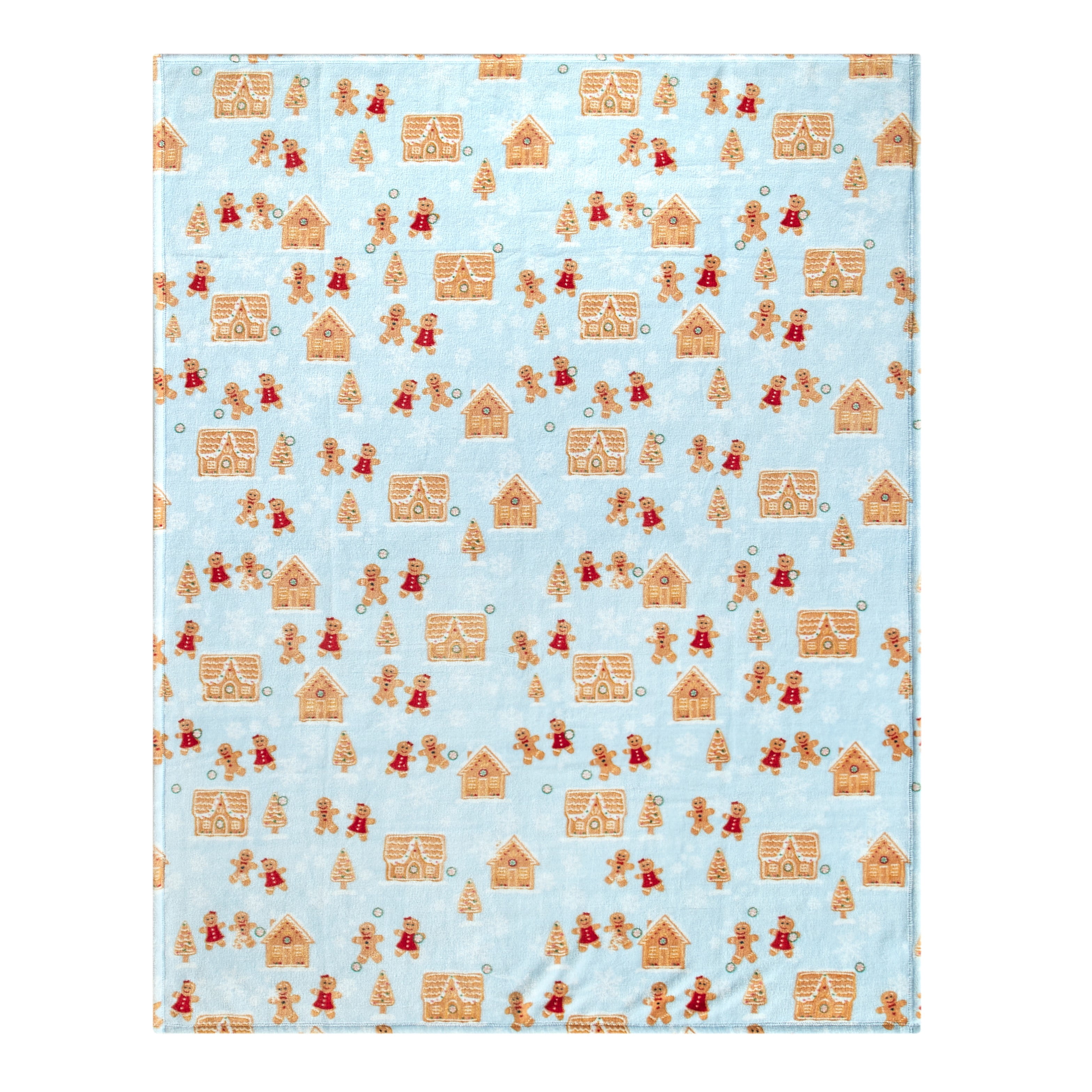 Holiday Time Cozy Christmas Plush Gingerbread Houser Overized Throw Blanket, 50"x70"