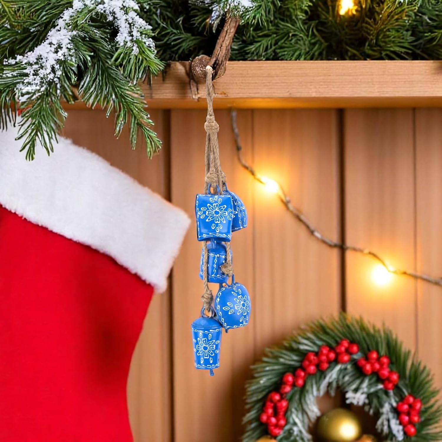 Vivanta Hand Painted Metal Rustic Decorative Hanging Wind Chime, Blue Floral, 25 inch, Housewarming Gift, Outdoor Decor for Backyard Garden Porch Patio and Home Decor